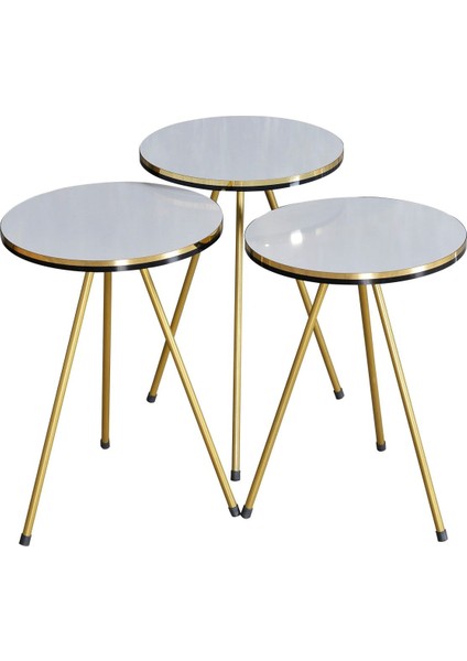 Zigon Sehpa Ve Orta Sehpa Kr Set Çift Gold Beyaz Metal modelleri