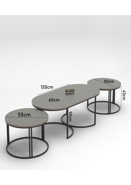 Orta Sehpa Zigon Sehpa Yan Sehpa 3 Lü Set Dolunay Bendir modelleri