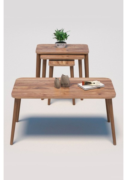 Zigon Sehpa Kr Ve Orta Sehpa Kr Torna Set Ceviz