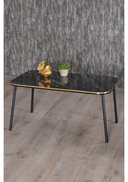 Zigon Sehpa Ve Orta Sehpa Kr Set Siyah Metal Ayak Çift Altın Bendir fırsatları