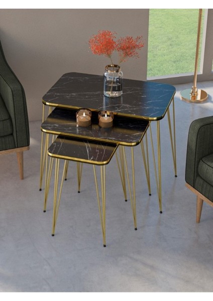 Zigon Sehpa Kr Ve Orta Sehpa Kr Set Çift Gold Bendir Tel 1113 fırsatları