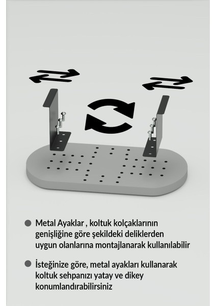 Yan Sehpa Ayarlanabilir Tepsi OVAL Dekoratif Modern Yatay Dikey Koltuk Sehpası CEVİZ