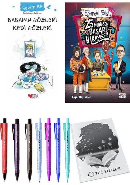 25 Muhteşem Başarı Hikayesi ve Babamın Gözleri Kedi Gözleri 2'li Set + Hediyeli