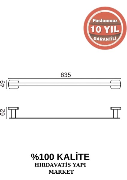 Paslanmaz Pirinç Milano Uzun Havluluk 60CM fiyatları