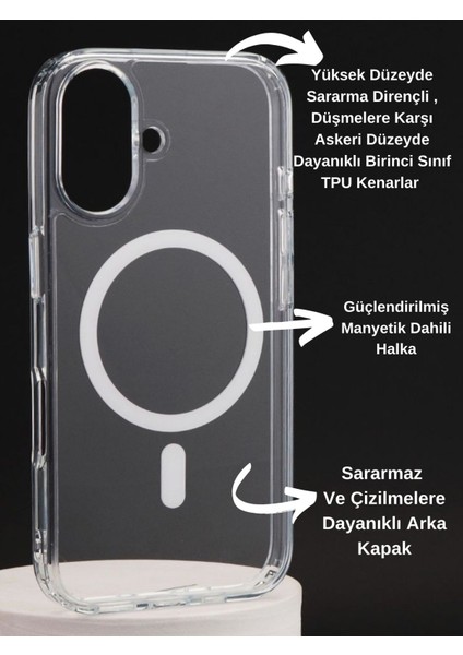 iPhone 16 Uyumlu Şeffaf Kılıf Magsafe Özellikli Hybrid Kristal Kapak modelleri