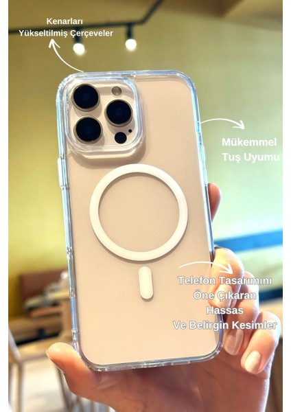 iPhone 16 Pro Uyumlu Şeffaf Kılıf Magsafe Özellikli Hybrid Kristal Kapak