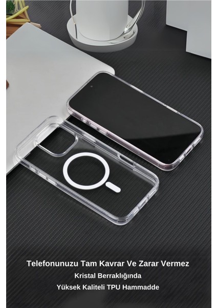 iPhone 16 Pro Uyumlu Şeffaf Kılıf Magsafe Özellikli Hybrid Kristal Kapak