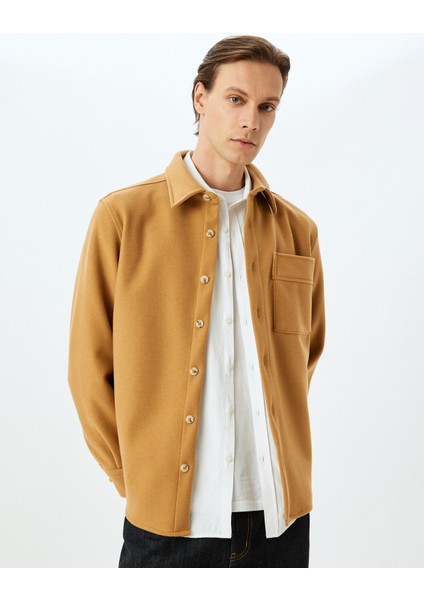 Cep Detaylı Viskon Karışımlı Gömlek Ceket