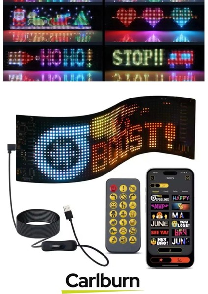 Taşınabilir Özelleştirilebilir Cama Yapıştırılan Mobil Uygulama Kontrollü Araç Oto Rgb LED Panel fiyatları