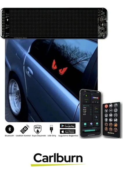 Taşınabilir Özelleştirilebilir Cama Yapıştırılan Mobil Uygulama Kontrollü Araç Oto Rgb LED Panel fırsatları