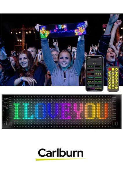 Taşınabilir Özelleştirilebilir Cama Yapıştırılan Mobil Uygulama Kontrollü Araç Oto Rgb LED Panel indirimleri