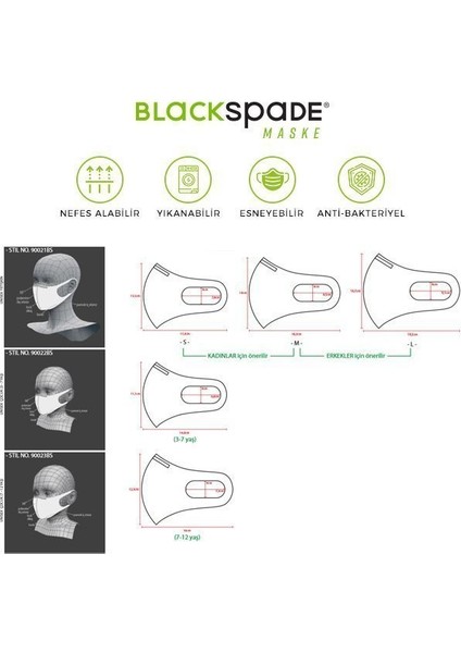 Blackspade Çocuk Koruyucu Maske Paten Desen S2 modelleri