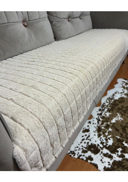 Puffy Bubble Tavşan Tüyü Kaymaz Taban Çekyat Koltuk Örtüsü 75X185