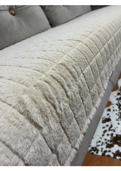 Puffy Bubble Tavşan Tüyü Kaymaz Taban Çekyat Koltuk Örtüsü 75X185