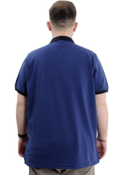 Büyük Beden Erkek T-Shirt Polo Yaka Klasik U24328 Indigo