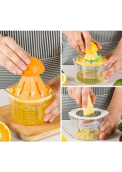 4 Özellikli Rende Tasarımlı Hazneli Ölçülü Limon Sıkacağı