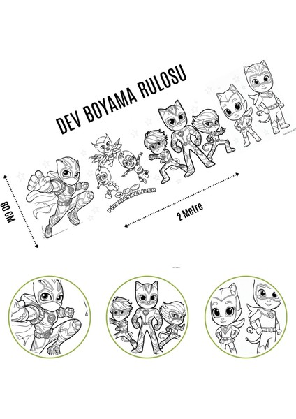 Pija Maskeliler Boyama - Dev Boyama Aktivite Rulosu - 60 cm x 2 Metre