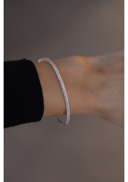 14 Ayar Altın Rose Yarım Tur Taşlı Kelepçe fiyatları