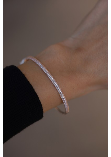 14 Ayar Altın Rose Yarım Tur Taşlı Kelepçe modelleri