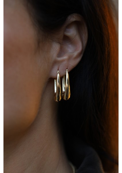 14 Ayar Altın Oval Halka Küpe fırsatları