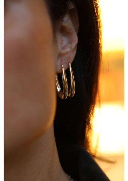 14 Ayar Altın Oval Halka Küpe indirimleri