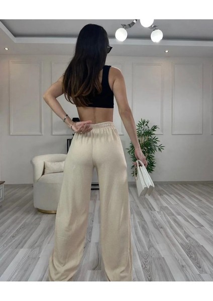 Kadın Gofre Bürümcüklü Tiril Kumaş Orijinal Oversize Kesim Palazzo Pantolon modelleri