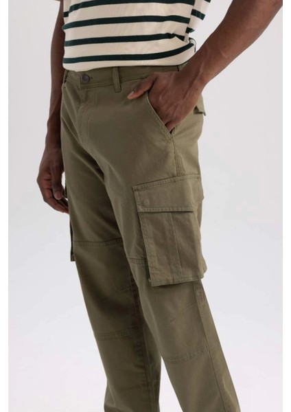 Geniş Paça Erkek Pantolon Normal Bel Kargo Cepli Gabardin Kumaş 98% Pamuk fırsatları