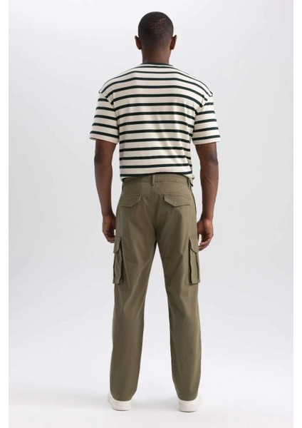 Geniş Paça Erkek Pantolon Normal Bel Kargo Cepli Gabardin Kumaş 98% Pamuk indirimleri