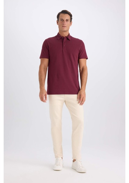 %100 Pamuk Regular Fit Kısa Kollu Basic Düz Polo Tişört E2348AX24AU