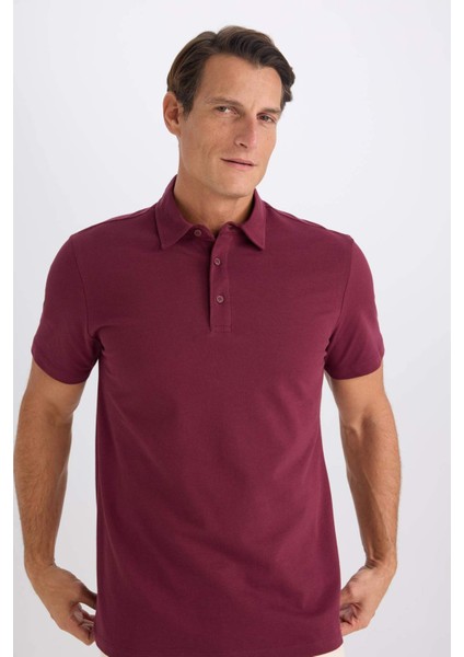 %100 Pamuk Regular Fit Kısa Kollu Basic Düz Polo Tişört E2348AX24AU