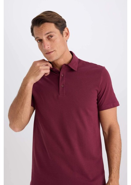%100 Pamuk Regular Fit Kısa Kollu Basic Düz Polo Tişört E2348AX24AU