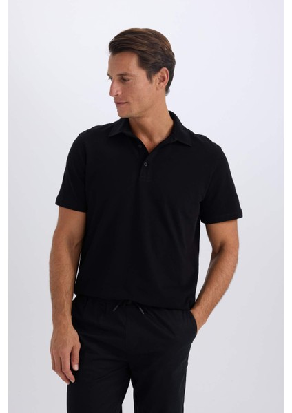 Regular Fit Pamuklu Kısa Kollu Basic Düz Polo Tişört E2348AX24AU