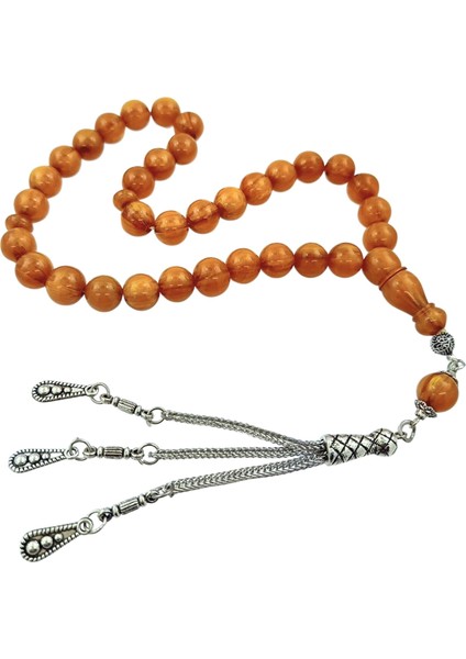 Küre Kesim Sarı Sıkma Kehribar Tesbih 9 mm