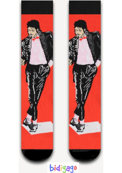 Michael Jackson Dans Desenli Kolej Çorap