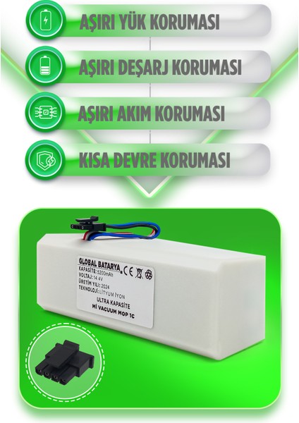 Mi Vacuum Mop 1c 2in1 Akıllı Robot Süpürge Bataryası 14.4V 5200mAh Pil Li-ion (Ultra Kapasite)