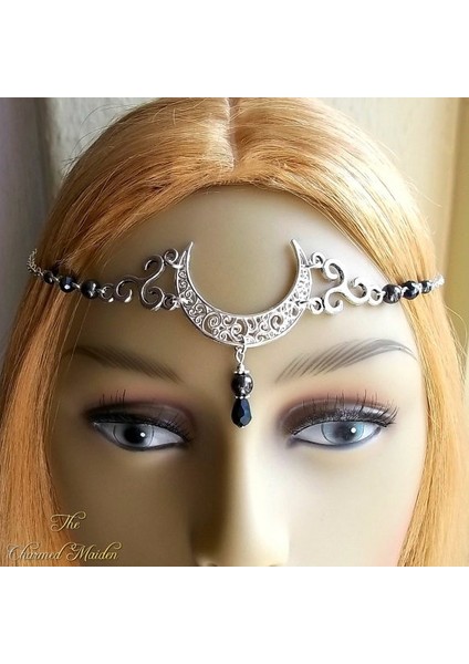 Beyaz Stil Wicca Ay & Triskele Taç, Gotik Baş Zinciri, Ay Tacı, Pagan Tacı, Wiccan Baş Zinciri, Cadı, Wicca Düğünü, Gotik, Cet Siyah (Yurt Dışından) modelleri