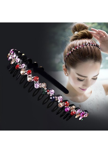 Gül Kırmızısı ve Pembe Tarzı Kadın Kızlar Için Kristal Taşlı Saç Bandı Moda Boncuk Saç Aksesuarları Dişli Kaymayan Kafa Bandı (Yurt Dışından) fiyatları
