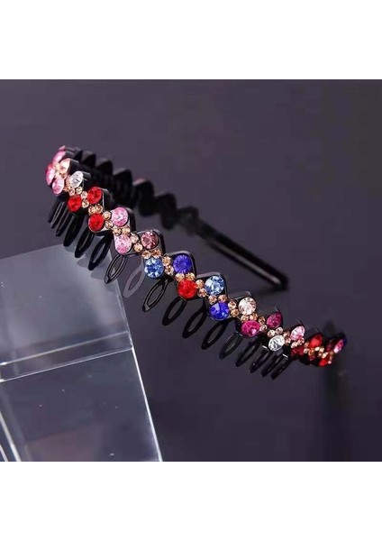 Gül Kırmızısı ve Pembe Tarzı Kadın Kızlar Için Kristal Taşlı Saç Bandı Moda Boncuk Saç Aksesuarları Dişli Kaymayan Kafa Bandı (Yurt Dışından) fırsatları