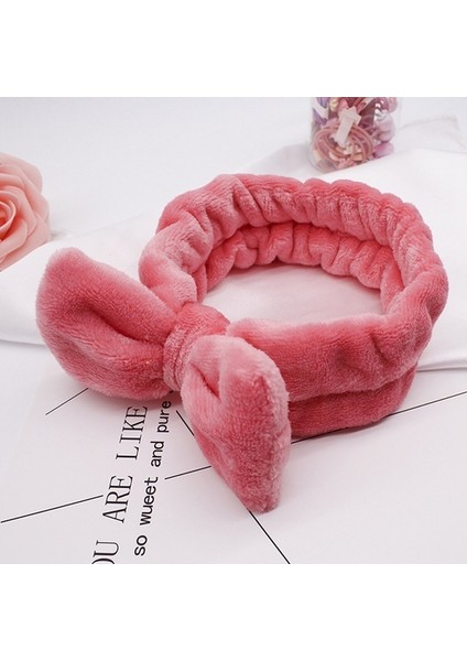 Pembe Tarzı Yumuşak Koral Polar Saç Kurdelesi Çapraz Başbandı - Yüz Yıkama Makyaj Bayan Banyo Maske Kozmetik (Yurt Dışından)