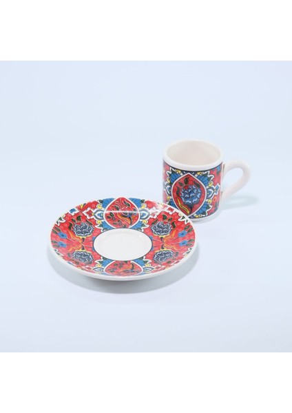 2 Li Seramik Silindir Fincan Takımı Çok Renkli(Kırmızı) fiyatları