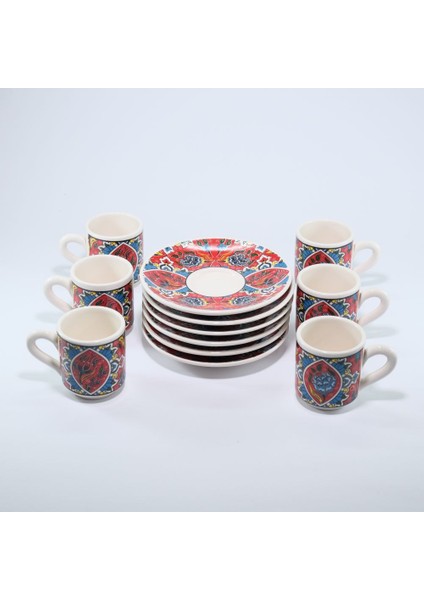 2 Li Seramik Silindir Fincan Takımı Çok Renkli(Kırmızı) modelleri