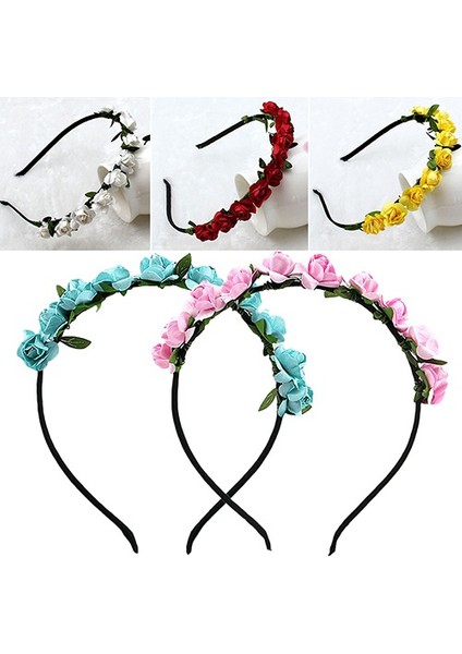 Gül Kırmızı Tarzı Şık Kadın Gül Taç Festivali Saç Bandı Düğün Taç Çiçek Tacı Aksesuarı (Yurt Dışından) fiyatları