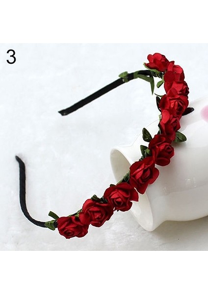 Gül Kırmızı Tarzı Şık Kadın Gül Taç Festivali Saç Bandı Düğün Taç Çiçek Tacı Aksesuarı (Yurt Dışından) fırsatları