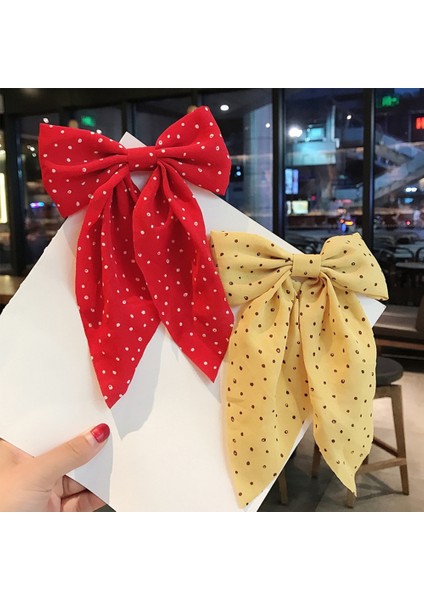 Kırmızı Stil 1 Bilgisayar Kadın Kızlar Kurdele Yay Saç Tokası Şık Çift Katlı Yay Saç Tokaları Saç Aksesuarları (Yurt Dışından) fırsatları