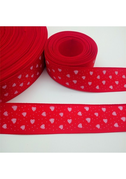 Kırmızı Stil 5 Yard 1'' Kalp Şekilli Baskılı Grosgrain Kurdele Saç Kurdelesi Mg (Yurt Dışından)