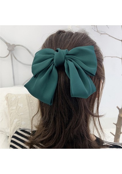 Kırmızı Stil Kadınlar Için Katı Büyük Kurdele Saç Tokası Saç Aksesuarları - Çift Kurdele (Yurt Dışından)