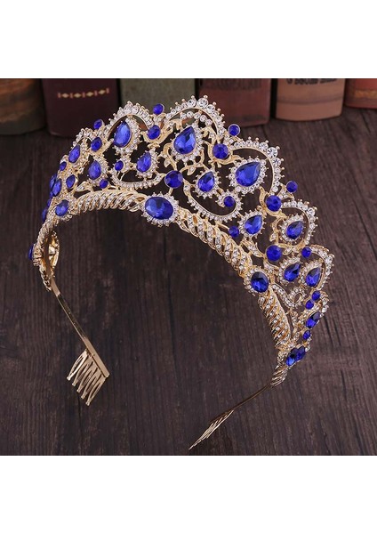 Yeşil Stil Kırmızı Kristal Taçlar Vintage Taşlı Pageant Tacı Saç Taraklı Barok Düğün Takı Aksesuarları (Yurt Dışından) indirimleri