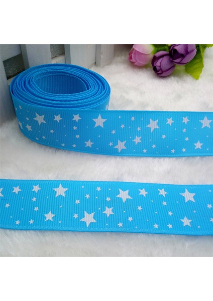 Gök Mavisi Tarzı Yeni 5 Metre 1'' Yıldız Baskılı Grosgrain Kurdele Saç Kurdelesi Kendin Yap - E-Ticaret (Yurt Dışından)