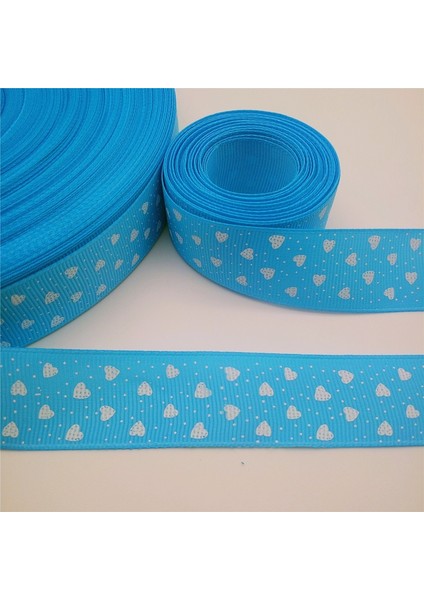 Gök Mavisi Tarzı 5 Yard 1'' Kalp Şekilli Baskılı Grosgrain Kurdele Saç Kurdelesi Mg (Yurt Dışından)