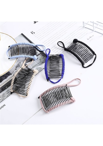 Mavi Stil 30 Diş Moda Kadın Sihirli Muz Tokası Tembel Çift Saç Tarak Kaydırılabilir Saç Aksesuarları Saç Klipsi Içine Tarak (Yurt Dışından) fırsatları